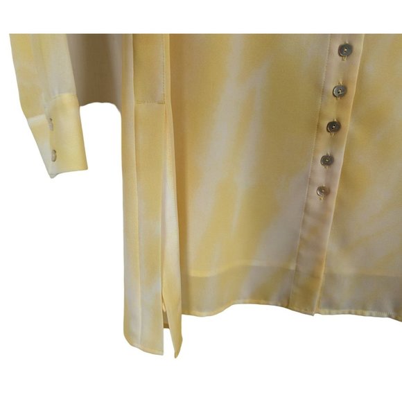 Soft Surroundings long sleeve button up yellow long length blouse size M - Picture 4 of 8